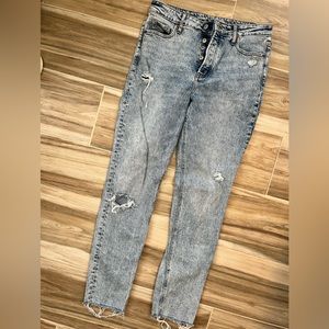 Old Navy Extra High Rise Pop Icon Skinny Acid Washed Button Fly Denim